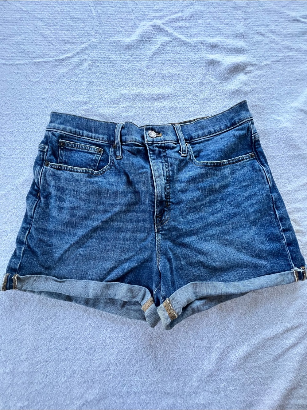 J. Crew Mid-Blue Denim Roll-Hem Women's Shorts
